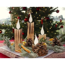 Kerzen aus Holz, rustikal geflammt, 4er-Set / Weihnachtsdeko / Holzdeko / Advent / Weihnachten