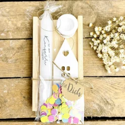 Kerzen Geschenkset für Freunde "Konfetti" pink und bunt. Geburtstagsgeschenk. Mitbringsel. Stabkerze.