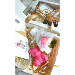 Kerzen Geschenkset mit Blumenkerze, Geschenkbox – Teddykerze & Kerzenzubehör