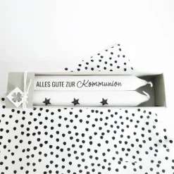 Kerzen Set zur Kommunion oder Konfirmation | Spruch | Alles Gute | Geschenk | Tischdeko | inklusive Verpackung
