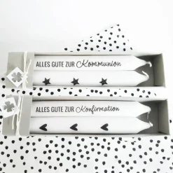 Kerzen Set zur Kommunion oder Konfirmation | Spruch | Alles Gute | Geschenk | Tischdeko | inklusive Verpackung