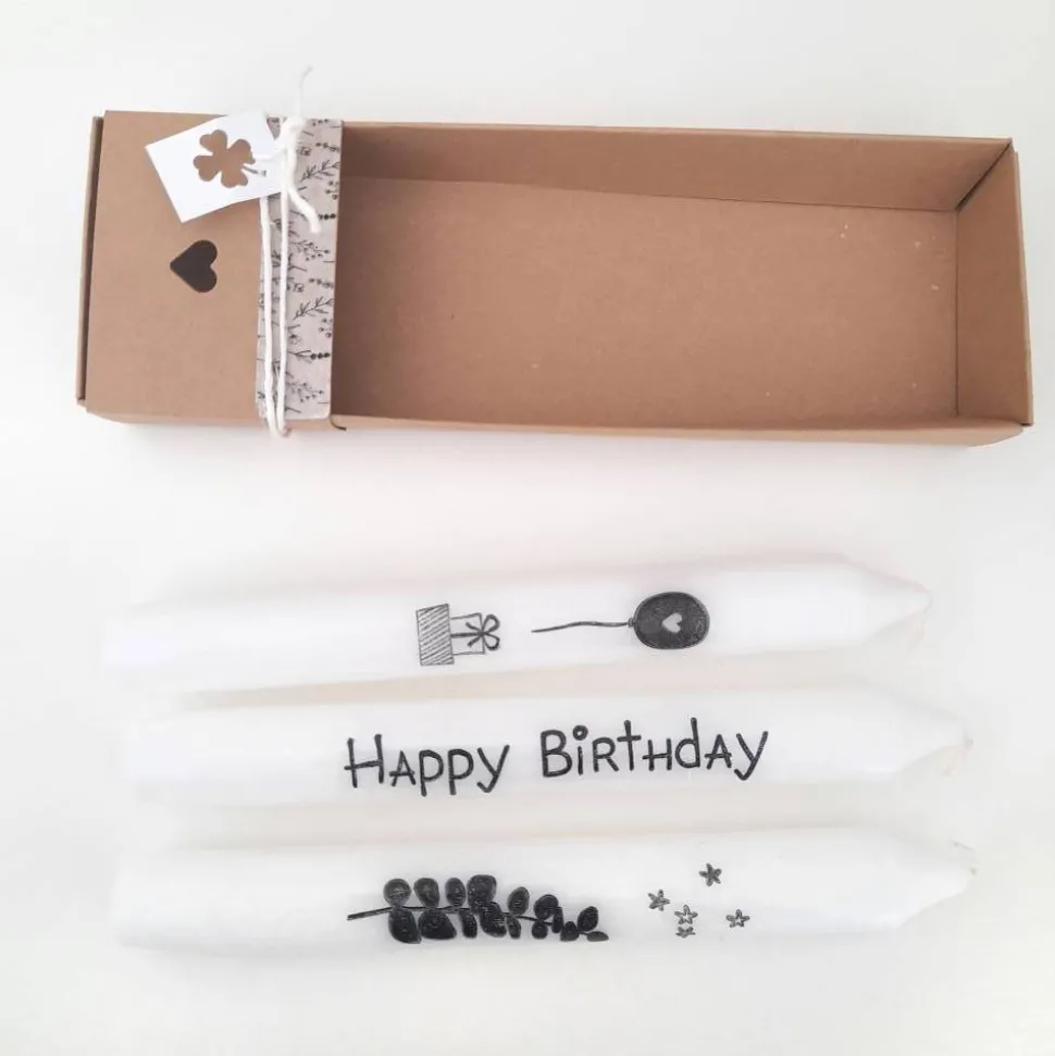 Kerzen zum Geburtstag | Spruch | Happy Birthday | Geschenk | Tischdeko | inklusive Verpackung