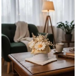 Kerzenblumenstrauß Rapswachs | Vegane Blumen Kerze in Box | Goldene Wiese | Ewiger Strauß | Geschenk für sie