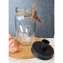 Kerzenglas ~ Schraubglas mit Kerzen ~  Glas "Frohe Ostern" ~ Kerzenhalter Ostern ~ Frühling Deko