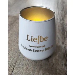 Kerzenglas / Windlicht / Liebe / Die schönste Form von Wahnsinn / Weiss