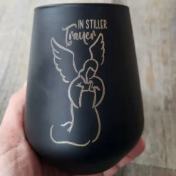 Kerzenglas / Windlicht / Trauer / In stiller Trauer / Engel / Schwarz