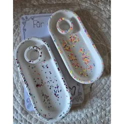 Kerzenhalter aus Raysin mit Konfetti-Effekt – Geschenkidee „Für dich“ mit Stabkerze