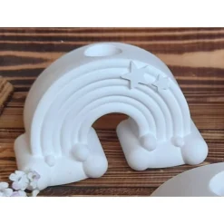 Kerzenhalter in Form eines Regenbogens - klassisch weiß oder kunterbunt