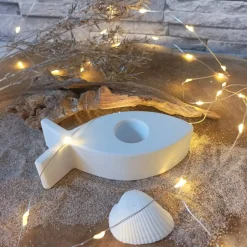 Kerzenhalter Kommunion aus Raysin – Handgefertigt mit Fisch Symbol, perfekt für Stabkerzen & festliche Anlässe