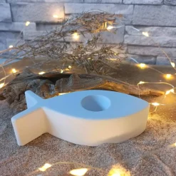 Kerzenhalter Kommunion aus Raysin – Handgefertigt mit Fisch Symbol, perfekt für Stabkerzen & festliche Anlässe