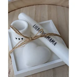 Kerzenschale mit Kerzenständer, Kerze und Herz, Muttertag, Geschenk