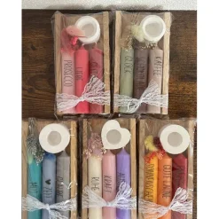 Kerzenset mit Botschaft – 3 Stabkerzen im Holzhalter – Geschenkidee für viele Anlässe