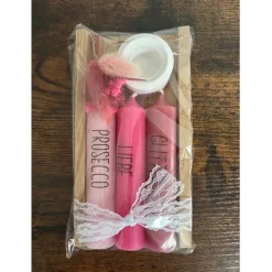 Kerzenset mit Botschaft – 3 Stabkerzen im Holzhalter – Geschenkidee für viele Anlässe