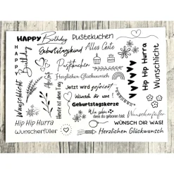 Kerzentattoo GEBURTSTAG, weiß o. schwarz, A5, Wasserschiebefolie, Kerzenfolie, Kerzensticker, Happy Birthday