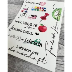 Kerzentattoo LEHRER/IN, A6, Wasserschiebefolie, Kerzenfolie, Kerzensticker, Schule