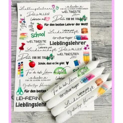 Kerzentattoo LEHRERIN, A4, Wasserschiebefolie, Kerzenfolie, Kerzensticker, Tattoofolie, Schule, Lehrer, Kerzendeko