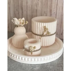 Kerzenteller Set- Inl.Vase Osterhase und Kerzenhalter-Pastell -peach– Geschenkidee -Wohnzimmer“