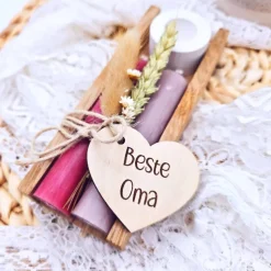 Kerzenverpackung Holz | Geschenk beste Freundin | Geschenkset Kerze | Geschenk Geburtstag  | Beste Schwester | Kerzen Kl