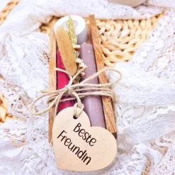 Kerzenverpackung Holz | Geschenk beste Freundin | Geschenkset Kerze | Geschenk Geburtstag  | Beste Schwester | Kerzen Kl