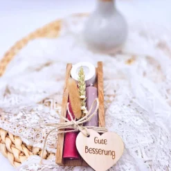 Kerzenverpackung Holz | Gute Besserung| Geschenkset Kerze | Kerzenständer und Kerze  |  Aufmunterung Geschenk | Genesung