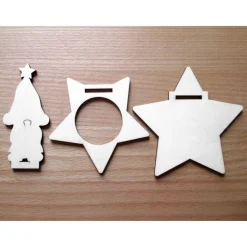 Kerzen-Wichtel Egon mit Teelicht-Stern, Steckset aus Holz