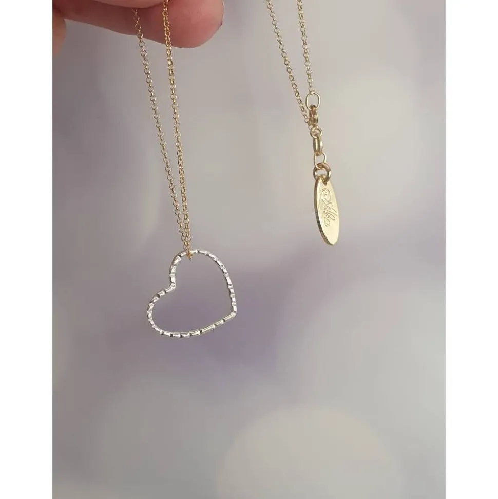 Kette Herz Gold, bicolor Herzkette Silber vergoldet