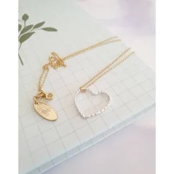 Kette Herz Gold, bicolor Herzkette Silber vergoldet