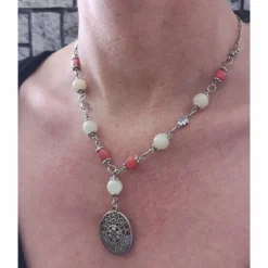 Kette*Collier*Wiesn*Halskette*Damenkette*Dirndlkette*Trachten*Dult*Wiesn*Opal*Koralle