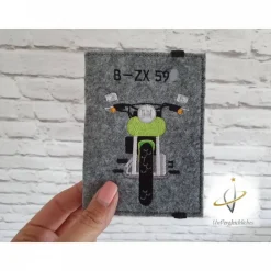 KFZ Etui Motorrad grün Kennzeichen Zulassungsbescheinigung Hülle