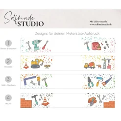 Kinder Meterstab Baustelle personalisiert – Mini-Bauherr & Handwerker | 4 Motive | Geschenkidee