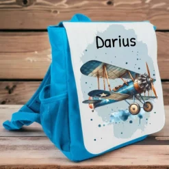 Kinder Rucksack mit Namen Flugzeug Junge Kinderrucksack personalisiert Geschenk Kindergarten Kita Start