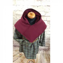 Kinder Wikinger Gugel, Skjoldehamn Gugel für Mädchen & Jungen, Wolle bordeaux, Mittelalter Kapuze, SCA, Halloween, LARP,
