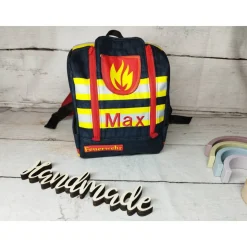 Kindergarten Rucksack Feuerwehr mit Stickerei innen – Individuell, Softshell, 2 Größen, Kita