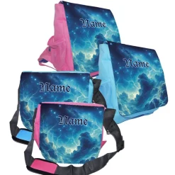 Kindergarten Rucksack oder Tasche Motiv Blitze mit Name / personalisierbar / Blau / Rosa