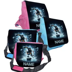 Kindergarten Rucksack oder Tasche Motiv Eishockey mit Name / personalisierbar / Blau / Rosa