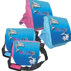 Kindergarten Rucksack oder Tasche Motiv Delfin mit Name / personalisierbar / Blau / Rosa
