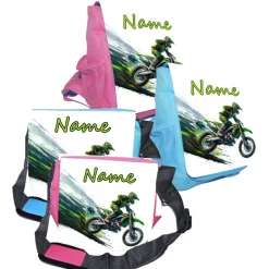 Kindergarten Rucksack oder Tasche Motiv Motocross mit Name / personalisierbar / Blau / Rosa