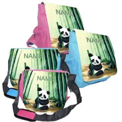 Kindergarten Rucksack oder Tasche Motiv Panda mit Name / personalisierbar / Blau / Rosa