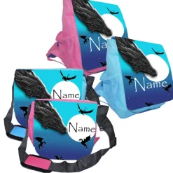 Kindergarten Rucksack oder Tasche Motiv Drachenland mit Name / personalisierbar / Blau / Rosa