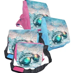 Kindergarten Rucksack oder Tasche Motiv Schwimmen mit Name / personalisierbar / Blau / Rosa