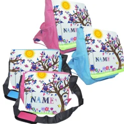 Kindergarten Rucksack oder Tasche Motiv Eule mit Name / personalisierbar / Blau / Rosa