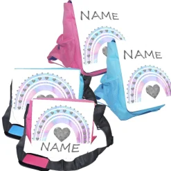 Kindergarten Rucksack oder Tasche Motiv Pastell Regenbogen mit Name / personalisierbar / Blau / Rosa