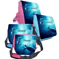 Kindergarten Rucksack oder Tasche Motiv Schildkröte mit Name / personalisierbar / Blau / Rosa
