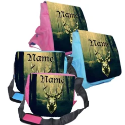 Kindergarten Rucksack oder Tasche Motiv Hirsch mit Name / personalisierbar / Blau / Rosa