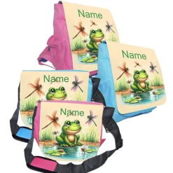 Kindergarten Rucksack oder Tasche Motiv Frosch mit Name / personalisierbar / Blau / Rosa