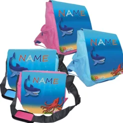 Kindergarten Rucksack oder Tasche Motiv Hai mit Name / personalisierbar / Blau / Rosa