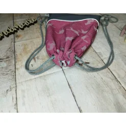 Kindergarten Turnbeutel Pferde Reflektor flieder– Softshell, 3 Größen, personalisierbar