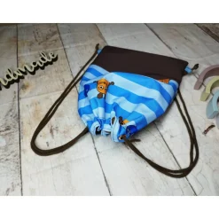 Kindergarten Turnbeutel Sendung mit der Maus blau– Softshell, 3 Größen, personalisierbar