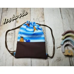 Kindergarten Turnbeutel Sendung mit der Maus blau– Softshell, 3 Größen, personalisierbar