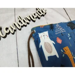 Kindergarten Turnbeutel Waldtiere petrol– Softshell, 3 Größen, personalisierbar